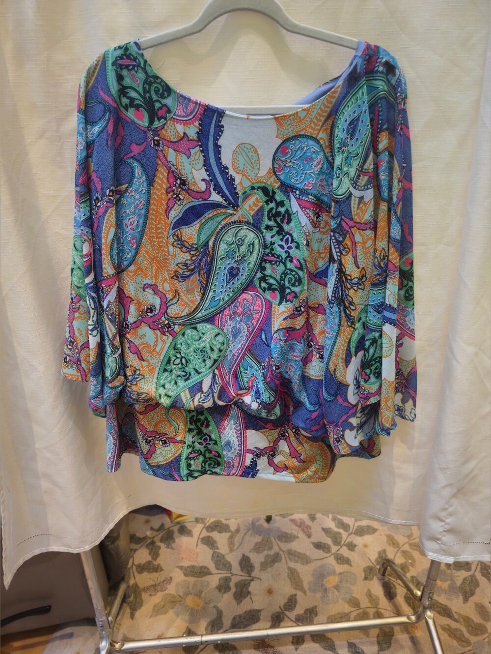 NorthStyle Women's Size 2X Paisley Dolman Blouse Banded Hem Made in USA